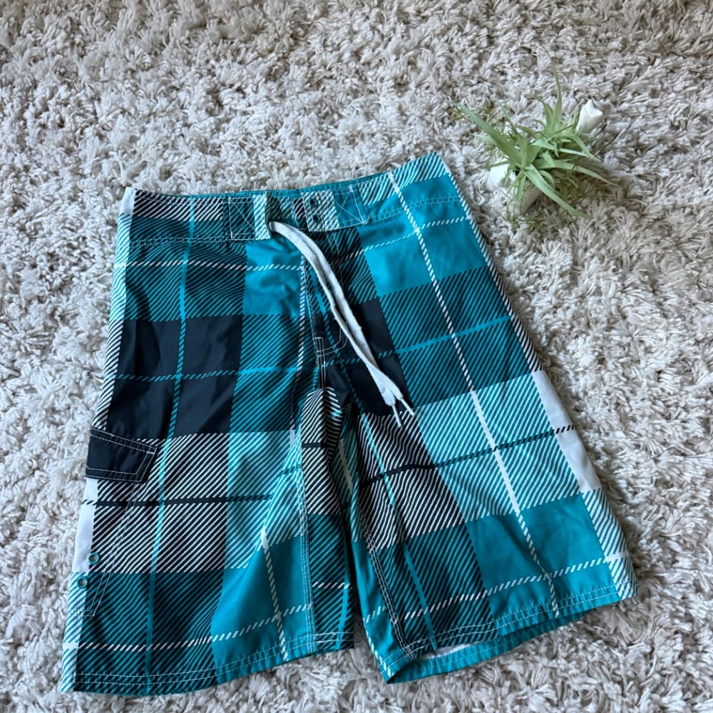 Men's Mossimo Supply Co. Men's Blue Plaid Hybrid swimming beach Shorts trunks wi - Picture 2 of 5